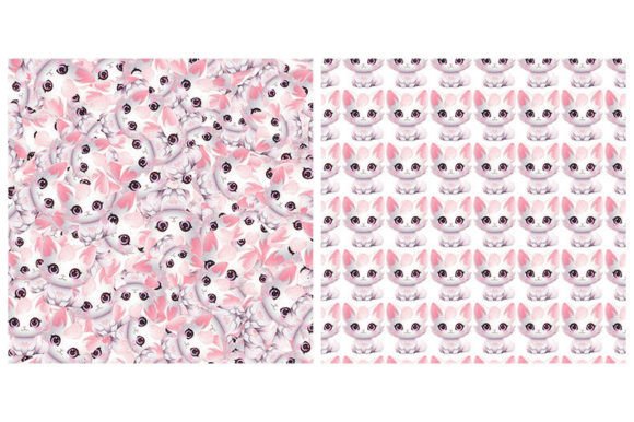 2 Kawaii Female Baby Cat Patterns: Whimsy for Your Next Project