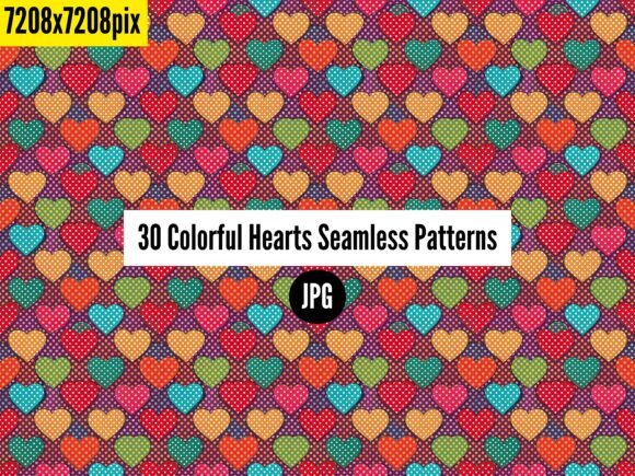 30 Colorful Hearts Seamless Patterns
