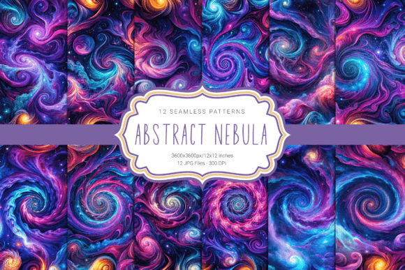 Abstract Space Nebula Seamless Patterns