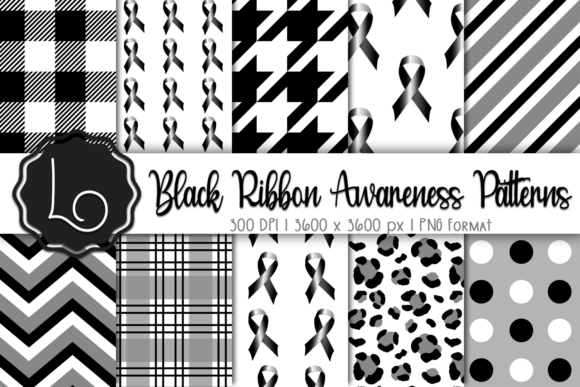 Black Ribbon Awareness Patterns