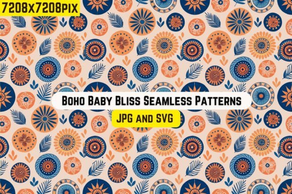 Boho Baby Bliss Seamless Patterns SVG: A Whimsical Addition to Modern Design Projects
