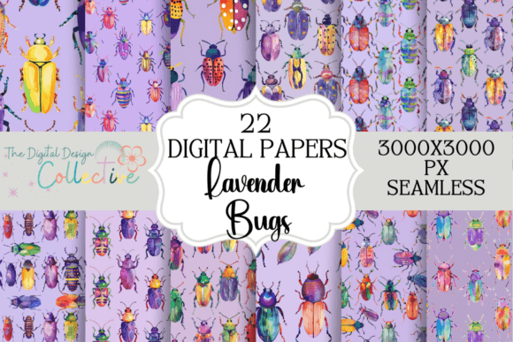 Colorful Bugs Seamless Patterns Purple for Creative Projects
