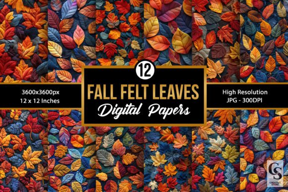 Fall Felt Leaves Seamless Patterns