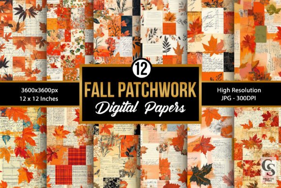Fall Leaves Patchwork Seamless Patterns