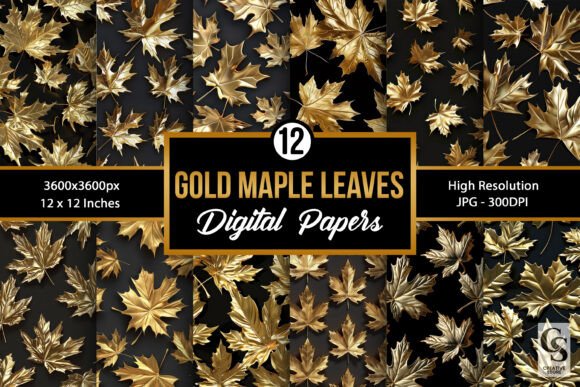 Gold 3D Leaves Seamless Patterns: A Versatile Design Asset for Creative Projects