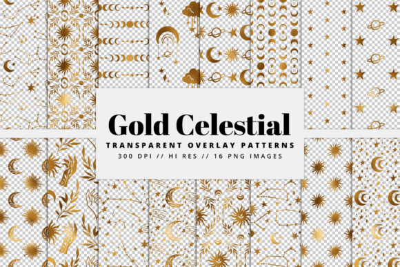 Gold Celestial Overlay Patterns: Elevate Your Creative Projects with Cosmic Elegance