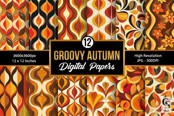 Groovy Autumn Digital Paper Patterns: A Creative Resource for All Your Crafting Needs