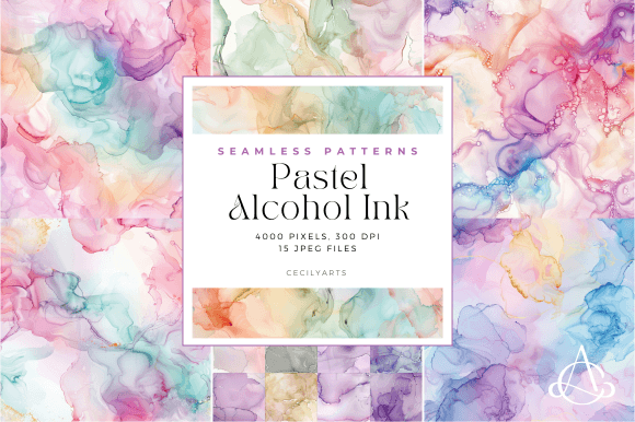 Pastel Alcohol Ink Seamless Patterns