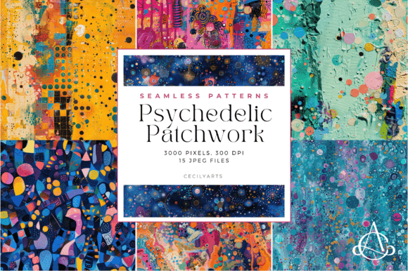 Psychedelic Patchwork Seamless Patterns: Unleash Your Creativity with Digital Papers