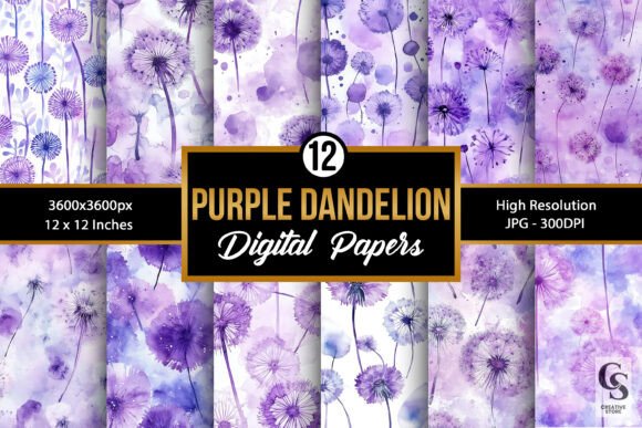 Purple Watercolor Dandelions Patterns: A Beautiful Addition to Your Creative Projects