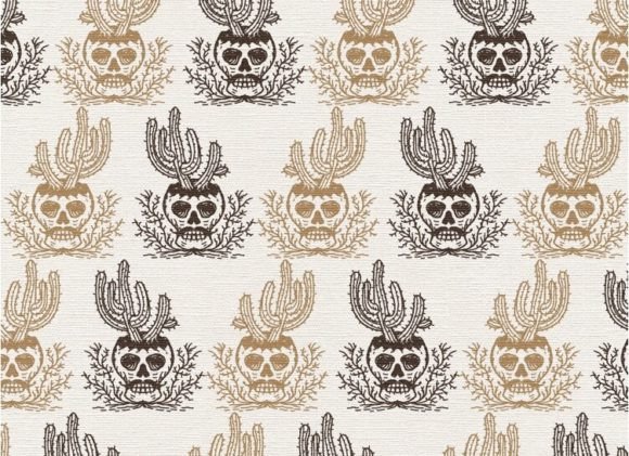 Skull X Cactus Patterns: Unique Vintage Design for Print