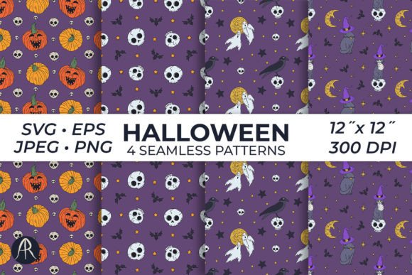 Spooky Halloween Seamless Patterns SVG